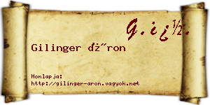 Gilinger Áron névjegykártya